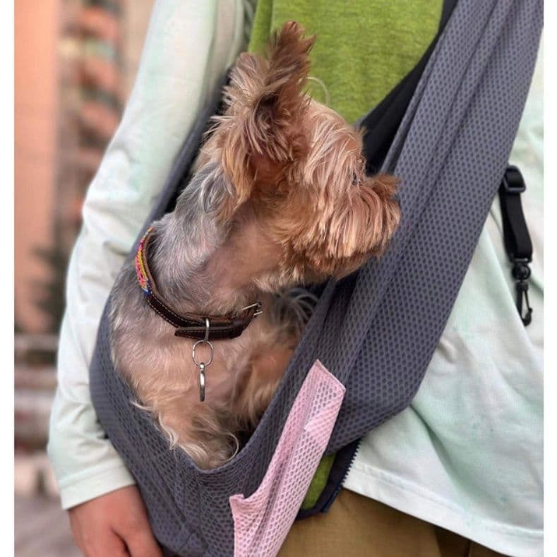 犬バッグ 通気性抜群メッシュ素材小型犬用斜め掛けスリング