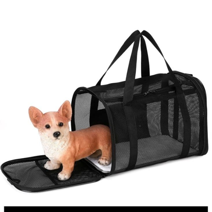 犬バッグ 通気性抜群メッシュ素材の拡張式ペットキャリートート