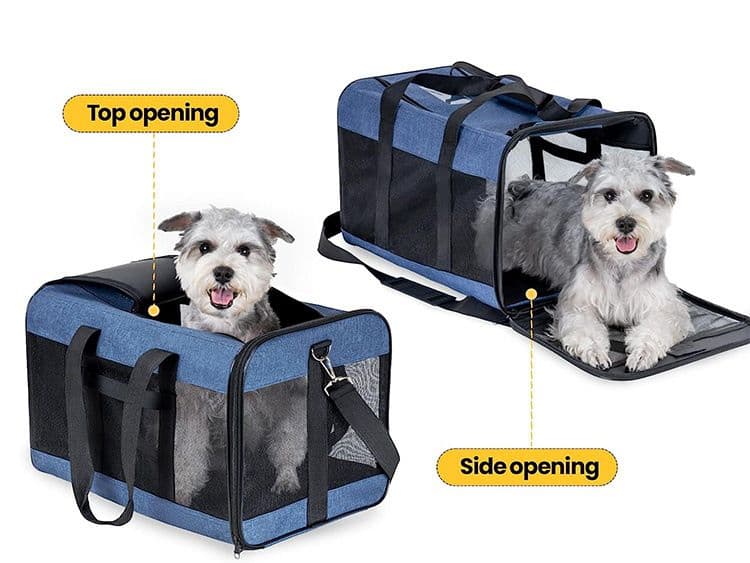犬バッグ 通気性抜群メッシュ窓付き小型犬用キャリーバッグ